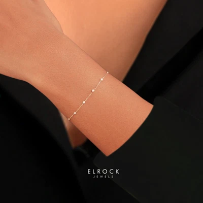 14k White Gold Diamond By The Yard Station Bracelet/Anklet - Image 1 of 4