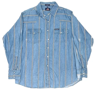 Vintage Dickies Shirt Men's Size XL Pearl Snap Striped Canvas Western Button Up - Image 1 of 4