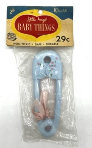 De Colección Clarolyte Co Little Angel Baby Things Rosa Azul Bebé Pañal Pin Sonajero Nuevo de Lote Antiguo - Imagen 1 de 7