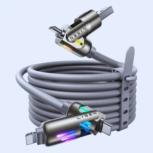 Câble Multi Charge 4 en 1 USB C, 2m 240W, Charge Rapide pour iPhone 16/Samsung - Photo 1 sur 9