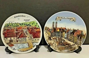 Pair Vintage 1983 “EMSKIRCHEN" and “MUNCHEN" Germany Souvenir Porcelain Plates - Picture 1 of 5