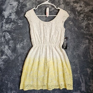 NWT Roberta Womens Fit and Flare Ombre Mini Short White Yellow Dress Size Small - Picture 1 of 8