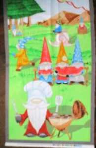 1 Cute "Hanging With My Gnomies" Quilting Wallhanging Fabric Panel - Picture 1 of 1