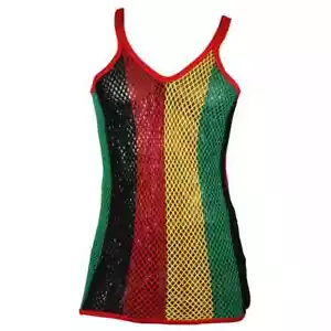 New Genuine Fiesta Cotton Mesh Striped Tank Tops - ALL SIZES - Picture 1 of 3