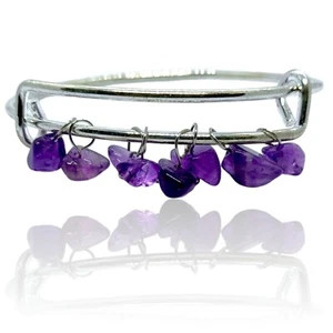 Brazalete Ajustable Amatista Natural Febrero Piedras Natales Pulsera Piedras Preciosas Joyería - Imagen 1 de 8
