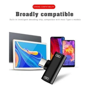 Dual Type C to USB-C Headphone Audio Charger Adapter Converter Splitter E6T3 - Picture 1 of 12