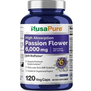 NusaPure Passion Flower 6000mg, 120 Veggie Caps, Non-GMO, Bioperine - Picture 1 of 9