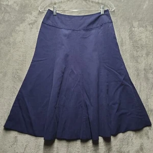 J Jill Skirt Womens 6 Petite Blue Linen Blend A Line Flared Side Zip Lined - Picture 1 of 11