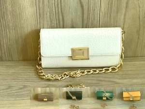 Damen Leder Clutch Geldbörse Brandneu Kartenfächer Metallkette Kunst Schlangenleder - Bild 1 von 1