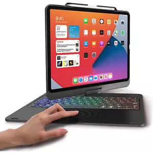 iPad Pro 12.9 "-4th Gen 360 Deg Rotation Bluetooth Keyboard Case con Touchpad - Imagen 1 de 12