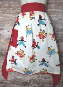 Vintage Half Apron Afro Caribbean Boy Girl Print 1950 Handmade Pocket MCM COOL!! - Picture 1 of 6