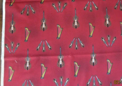 2 yds. "Beautiful Music" by Ladyfingers for Andover Fabrics: String Instruments - Image 1 of 4