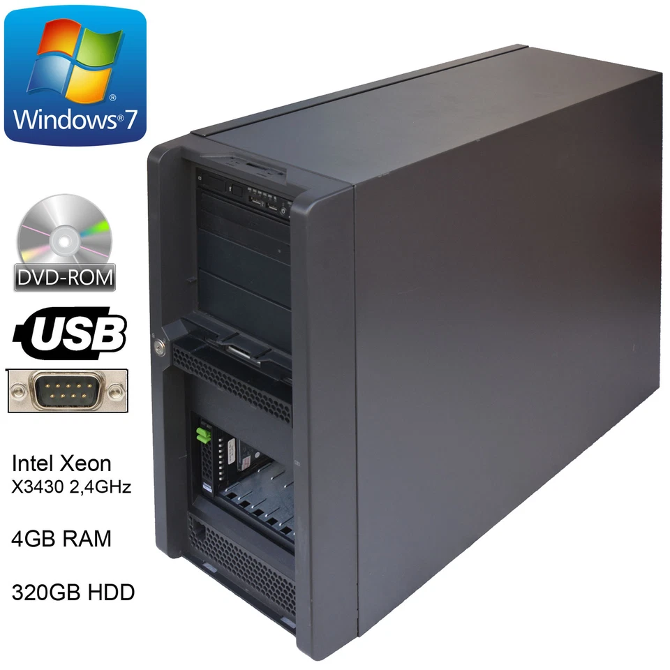 FUJITSU TX150 S7 SERVER 4GB 320GB INTEL XEON X3430 2,4GHz DVD-ROM WIN 7 M1006 - Bild 1 von 4
