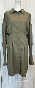PRETTY LITTLE THING (NWT) Button Front Shirt Dress 12 Corset Waist Minimalist - Picture 1 of 14