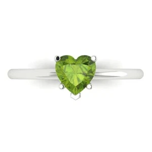 Anillo de compromiso solitario de oro blanco de 14K para mujer, peridoto natural de 1,25 ctw - Imagen 1 de 11