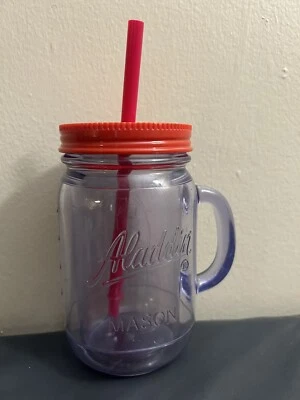 Aladdin Travel Mug 20oz Insulated Mason Jar Tumbler With Red Top and Straw - Image 1 of 4