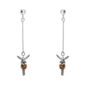925 Argento Sterling Vera Ambra Baltica Goccia Orecchini a Lobo Gratis Regalo - Imagen 1 de 1