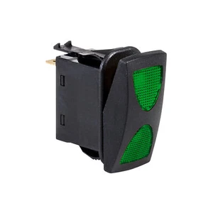 OLS 12V DC 20A 4-Pin Green LED ON-OFF-ON SPDT Rocker Switch (3 Position) - Picture 1 of 4