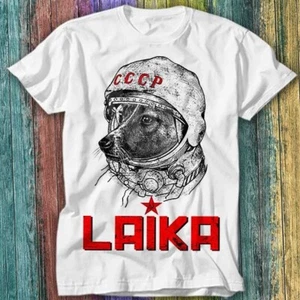 Laika Astronaut Dog Russia T Shirt Top Tee 256 - Picture 1 of 2