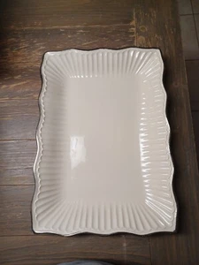 Platter, StoneLite Platter With Silver Trim No Cracks - Picture 1 of 2