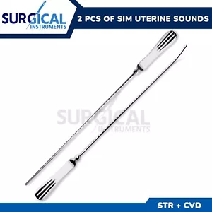 2 Pcs of Sim Uterine Sounds Straight & Curved Gynecology Surgical German Grade - Picture 1 of 9