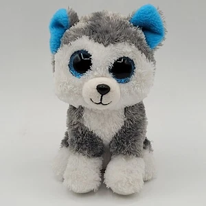 Ty Silk Slush Husky Plush 6" Stuffed Animal Toy Gray Big Eyes 2020 Beanie Boos - Picture 1 of 7