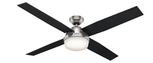 Hunter 60 Inch Remote Control Ceiling Fan Dempsey Brushed Nickel 59441