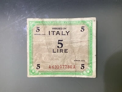Italy 5 Lire 1943 Circulated - Image 1 of 2