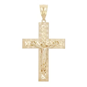 Colgante Crucifijo Cruz Jesús Corte Diamante Oro Amarillo 14k 2.5" 11.4 Gramos - Imagen 1 de 5