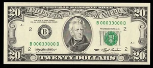 1993 $20 FRN B00033000D 3RD RADAR GEM-CU - Picture 1 of 3