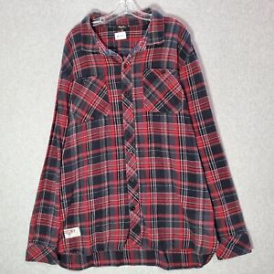 Lifted Research Group Wovens Men Button Up Shirt 3XL Red Plaid Flannel Collar
