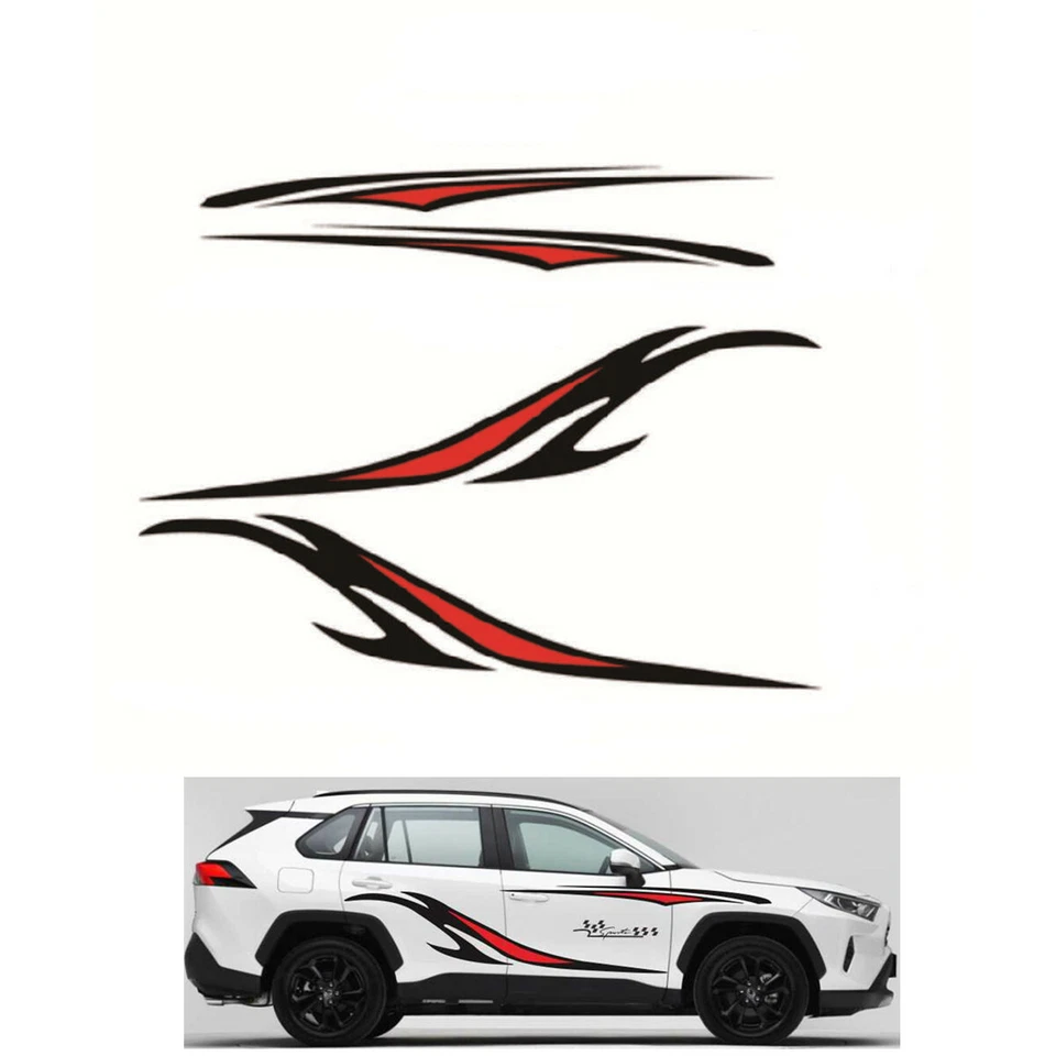 2x Sports Stripes Graphics Decal Stickers Waterproof For Car Both Side Door Trim - Image 1 of 4