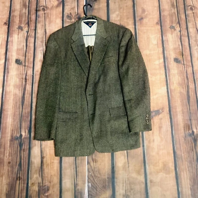 Vintage Tommy Hilfiger Mens 43L Brown Herringbone Blazer Sports Jacket - Изображение 1 из 4