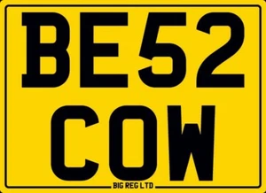 BEST BE52 COW FARM FARMER MOO COO BEEF BUTCHER PRIVATE REGISTRATION NUMBER PLATE - Picture 1 of 2