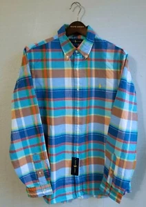 RALPH LAUREN INDIAN MADRAS MENS ICONIC PONY PLAID LONG-SLV BUTTON DOWN SHIRT:M/L - Picture 1 of 7