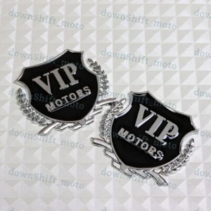 X2 VIP MOTORS 3D Logo Car Door Window Chrome Metal Emblem Badge Decal Stickers - Picture 1 of 4