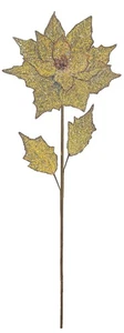 Select Artificials Gold Glittered Brown Poinsettia Artificial Floral Pick - Picture 1 of 1