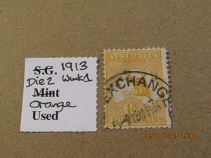 AUSTRALIA SG 6 KANGAROO 4d ORANGE DIE 2 WMK 1/SG No2 WMK USED - Picture 1 of 1