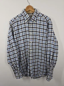 Barbour Flannel Shirt Size Medium Blue white Gingham Check - Picture 1 of 15