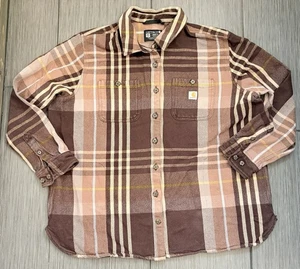 Carhartt Loose Fit Heavyweight Twill Brown Plaid Shirt Size XXL Style TW5576-W - Picture 1 of 6