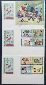 LESOTHO 3 THE 12 DAYS OF CHRISTMAS DISNEY FIRST DAY COVERS STAMPS 1982 MICKEY - Picture 1 of 4