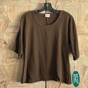 Neu mit Etikett Oh My Gauze! Braunes lässiges Kurzarm-Top für Damen, Größe S/M - Bild 1 von 5