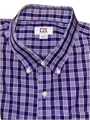Cutter & Buck Mens XL Purple Plaid Long Sleeve Button Down Shirt Casual - Image 1 of 4