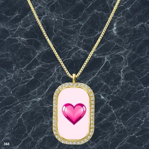 New Colorful Hearts Pendant Necklace Graphic Design Dazzling Gold Tone Pure - Picture 1 of 4