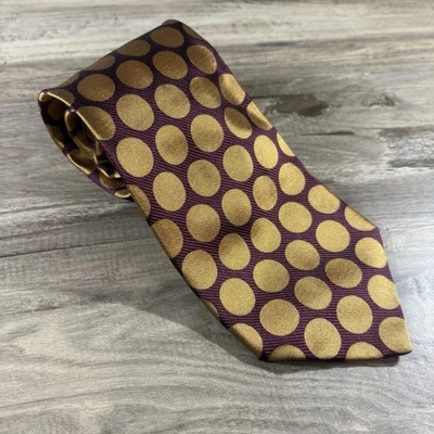 Corbata para hombre BOSS [HUGO BOSS] 100 % seda hecha en Italia granate y lunares dorados Foto 1 de 4