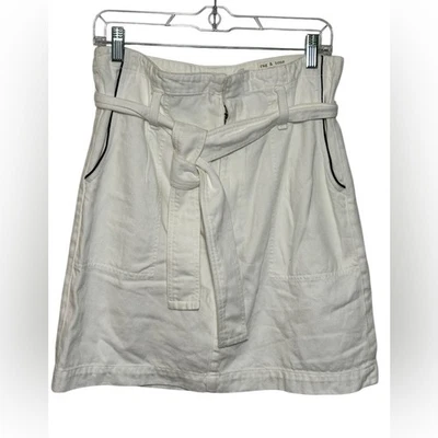 Rag & Bone High Waist White with Black Piping Denim Skirt with Tie Size 28 - Image 1 of 4