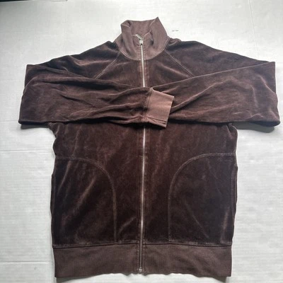 Juicy Couture Velour Track Jacket Women Sz L Brown  Full Zip Hoodie USA Y2K VTG - Image 1 of 4