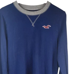 Hollister Sweatshirt Mens XL Blue Gray Crewneck Seagull Pullover Long Sleeve Y2K - Picture 1 of 11