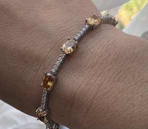 Gorgeous 11 Ct Created Chocolate Diamond Bracelet/ 7 1/2” 8”/ 18K W Gold/ Silver - Picture 1 of 7