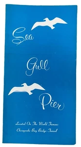 Menú de muelle de gaviotas marinas vintage de los años 70 en el puente de la bahía de Chesapeake-Túnel Virginia VA - Imagen 1 de 3